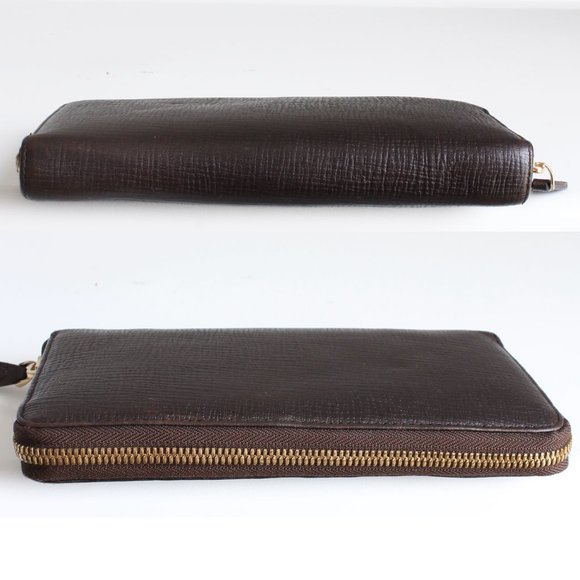 LOEWE Madrid Zippy Wallet Brown Textured Epi Leather Luxury Vintage Rare - Picture 4 of 10